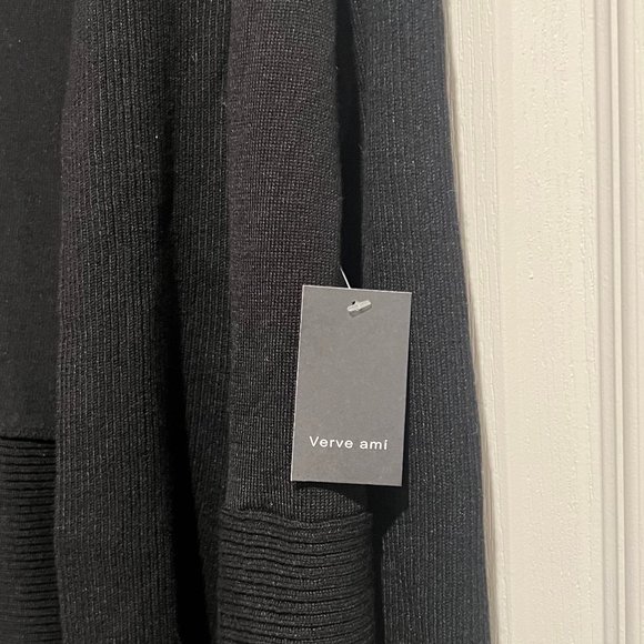 Verve Ami Black Cardigan Draped Open Front Waterfall - Picture 7 of 7